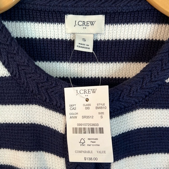 J. Crew Striped cotton lady jacket cardigan sweater in Antique Navy Ivory size S - Picture 10 of 12